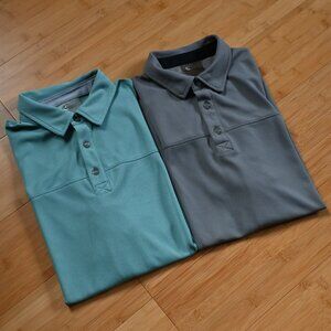 Pair of Men's World Wide Sportsmen Polo Shirts Size Large Sea Green and Grey